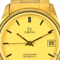 Omega Seamaster Automatic with Date on Bracelet Gold Plated Cal1110 21j - Vintage Watch Specialist