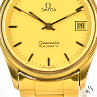 Omega Seamaster Automatic with Date on Bracelet Gold Plated Cal1110 21j - Vintage Watch Specialist