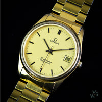 Omega Seamaster Automatic with Date on Bracelet Gold Plated Cal1110 21j - Vintage Watch Specialist