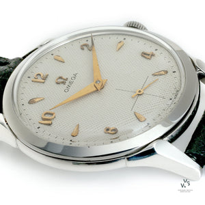 Omega Waffle/Honeycomb Dial - Rare Spider Leg Lugs - Model Ref: 2605-4 - c.1950 - Vintage Watch Specialist