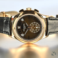 Patek Philippe 5905R Flyback Chronograph - Chocolate Sunburst Dial - May 2021 - Vintage Watch Specialist