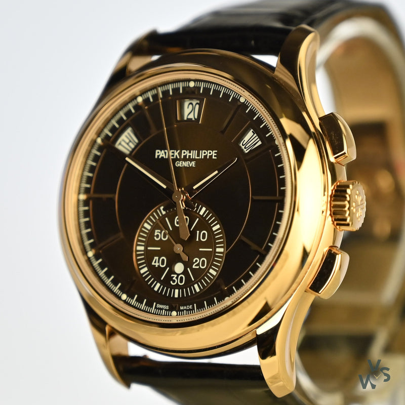 Patek Philippe 5905R Flyback Chronograph - Chocolate Sunburst Dial - May 2021 - Vintage Watch Specialist