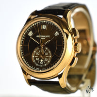 Patek Philippe 5905R Flyback Chronograph - Chocolate Sunburst Dial - May 2021 - Vintage Watch Specialist