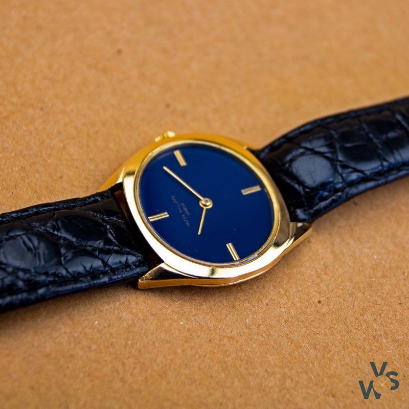 Patek Philippe Ref. 3581 Ellipse Solid 18K Gold Dress Watch - Blue Dial - Vintage Watch Specialist