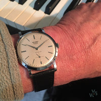 Record - Steel Calatrava Style Dress Watch in a Jumbo Case - circa. 1955 - Vintage Watch Specialist