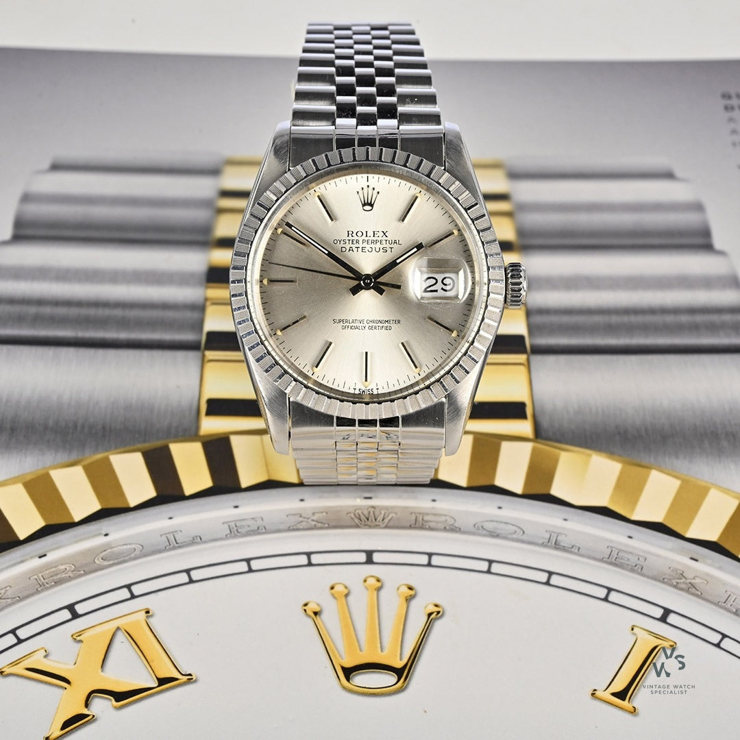 Rolex Oyster Perpetual Datejust Model 16030 Silver Sunburst Dial Vintage Watch Specialist