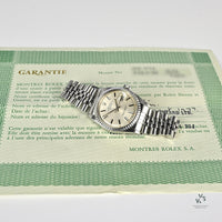 Rolex Datejust - Model Ref: 1603 - Silver Sunburst Dial - Box and Papers - c.1977 - Vintage Watch Specialist