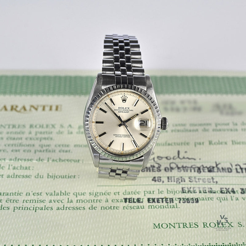 Rolex Datejust - Model Ref: 1603 - Silver Sunburst Dial - Box and Papers - c.1977 - Vintage Watch Specialist