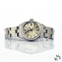 Rolex Ladies Stainless Steel Oyster Date - Silver Baton Dial - C.1981 - Vintage Watch Specialist