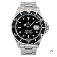 Rolex OP Submariner Date - Model Ref: 168000 (Transitional) - Box + Spare Links + Swing Tag - c.1987 - Vintage Watch Specialist