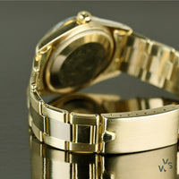 Rolex Oyster Perpetual Date 14K Gold - Blue Dial - Vintage Watch Specialist