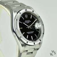 Rolex Oyster Perpetual Date With Black Dial. 15210. 2001. - Vintage Watch Specialist