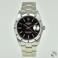 Rolex Oyster Perpetual Date With Black Dial. 15210. 2001. - Vintage Watch Specialist