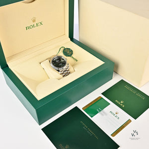 Rolex Oyster Perpetual White Gold Day-Date - Olive Green Dial - Model 228239 - Sold New in June 2019 - Box and Paperwork - Vintage Watch 