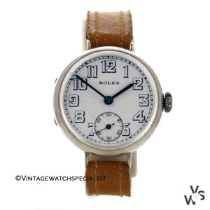 Rolex Silver Trench Watch - Large Case - Vintage Watch Specialist