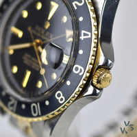 Rolex Steel and Gold GMT Nipple Dial Model Ref: 1675 - C. 1974 - Vintage Watch Specialist