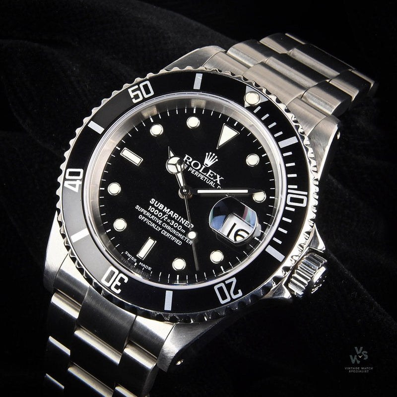 Rolex Submariner Date - Black Dial - Issued 2001 - Box and Papers - Vintage Watch Specialist