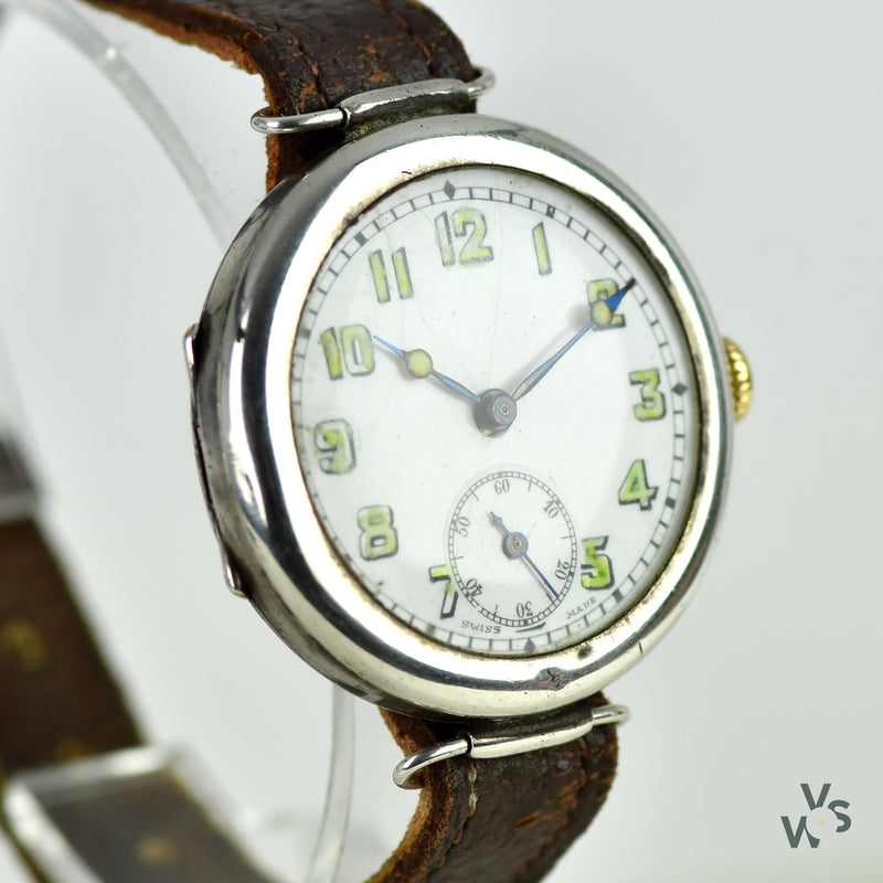 Silver Trench Watch with Articulated Lugs - Vintage Watch Specialist