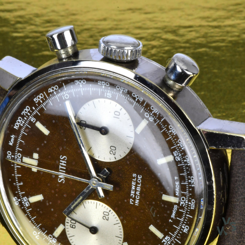 Smiths - Two Register Chronograph - Reverse Panda Tropical Chocolate Dial - c.1960s - Vintage Watch Specialist