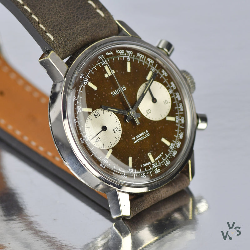 Smiths - Two Register Chronograph - Reverse Panda Tropical Chocolate Dial - c.1960s - Vintage Watch Specialist