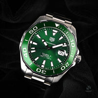 TAG Heuer AquaRacer Calibre 5 - Green Baton Dial - Model Ref: WAY201S.BA0927 - Vintage Watch Specialist