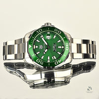 TAG Heuer AquaRacer Calibre 5 - Green Baton Dial - Model Ref: WAY201S.BA0927 - Vintage Watch Specialist