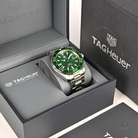 TAG Heuer AquaRacer Calibre 5 - Green Baton Dial - Model Ref: WAY201S.BA0927 - Vintage Watch Specialist