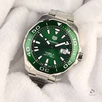 TAG Heuer AquaRacer Calibre 5 - Green Baton Dial - Model Ref: WAY201S.BA0927 - Vintage Watch Specialist