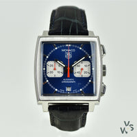 Tag Heuer ’Monaco’ Blue Panda Dial CW2113. circa. 2004. - Vintage Watch Specialist