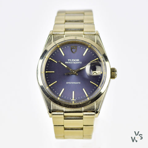 Tudor Prince Quartz Oysterdate Rare Blue Dial c.1980s Ref 9150 Vintage Watch Specialist