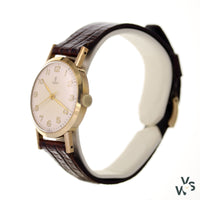 Tudor Rolex Small Rose 9K Gold Dress Watch Honeycomb Dial - Vintagewatchspecialist