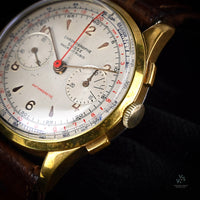 Vintage Chronographe Suisse Oversized Watch - Landeron 48 - Gold Plated - Vintage Watch Specialist