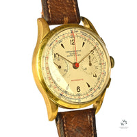 Vintage Chronographe Suisse Oversized Watch - Landeron 48 - Gold Plated - Vintage Watch Specialist