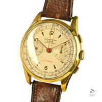 Vintage Chronographe Suisse Oversized Watch - Landeron 48 - Gold Plated - Vintage Watch Specialist