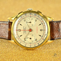 Vintage Chronographe Suisse Oversized Watch - Landeron 48 - Gold Plated - Vintage Watch Specialist