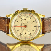 Vintage Chronographe Suisse Oversized Watch - Landeron 48 - Gold Plated - Vintage Watch Specialist