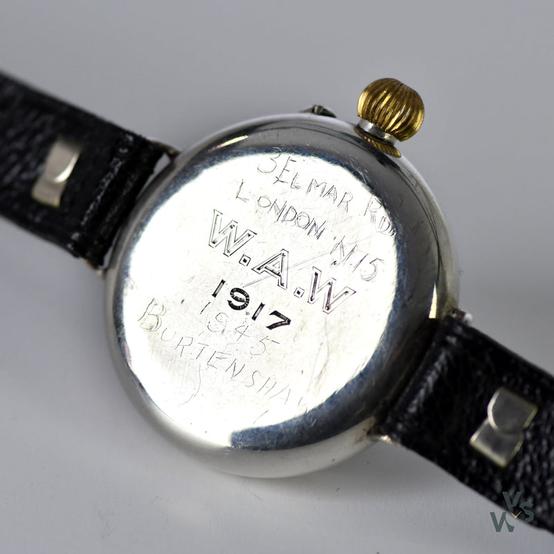 WW1 Borgel Cased Silver Trench Watch - Engraved 1917 - Recently Serviced - Vintage Watch Specialist